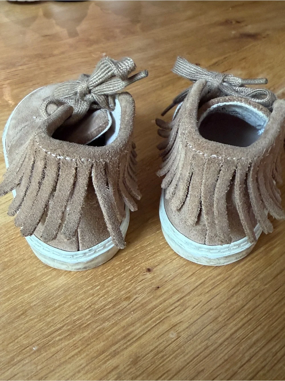 GAP Kids Tan Suede Fringe Lace-Up Moccasins